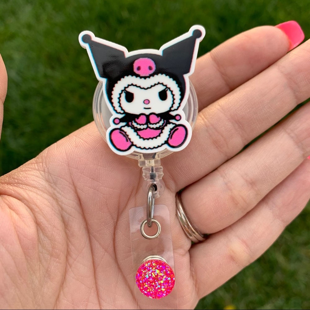 Sanrio Kuromi Hello Kitty Retractable Badge Holder